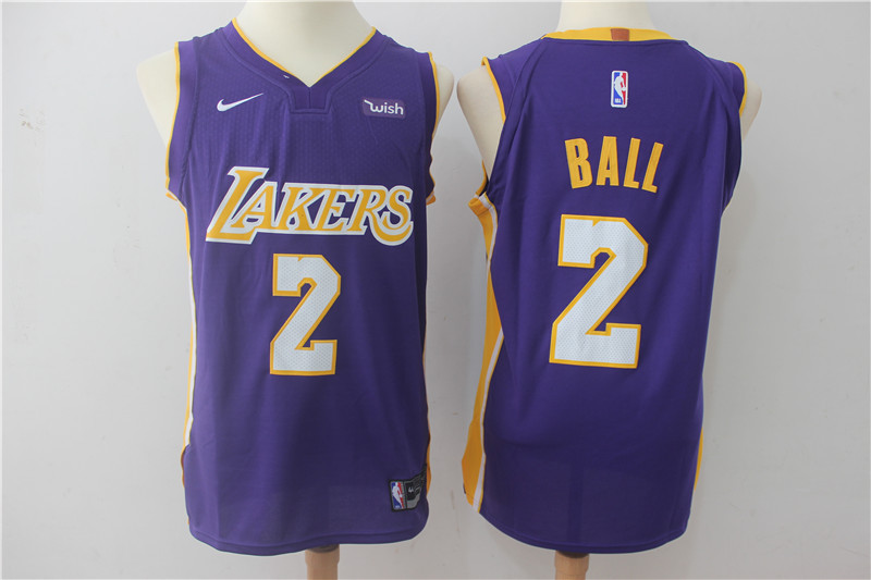 Men Los Angeles Lakers 2 Ball Purple Game Nike NBA Jerseys
